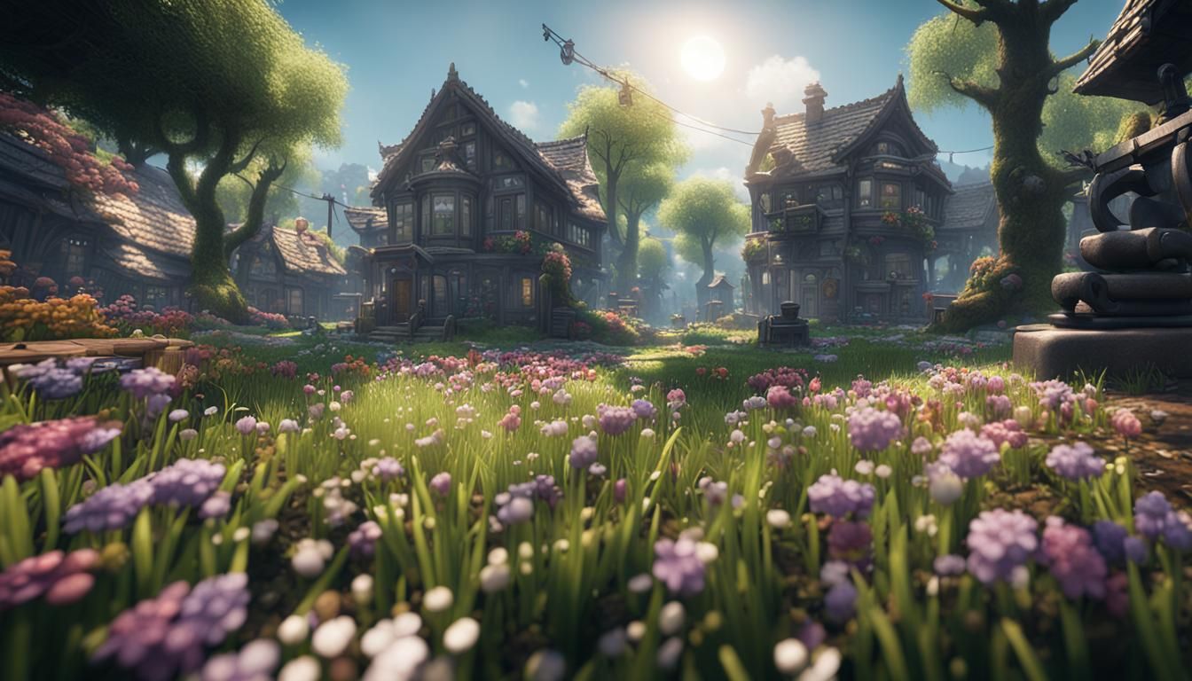 Pixel Art Spring Game Scene with HDR Realism