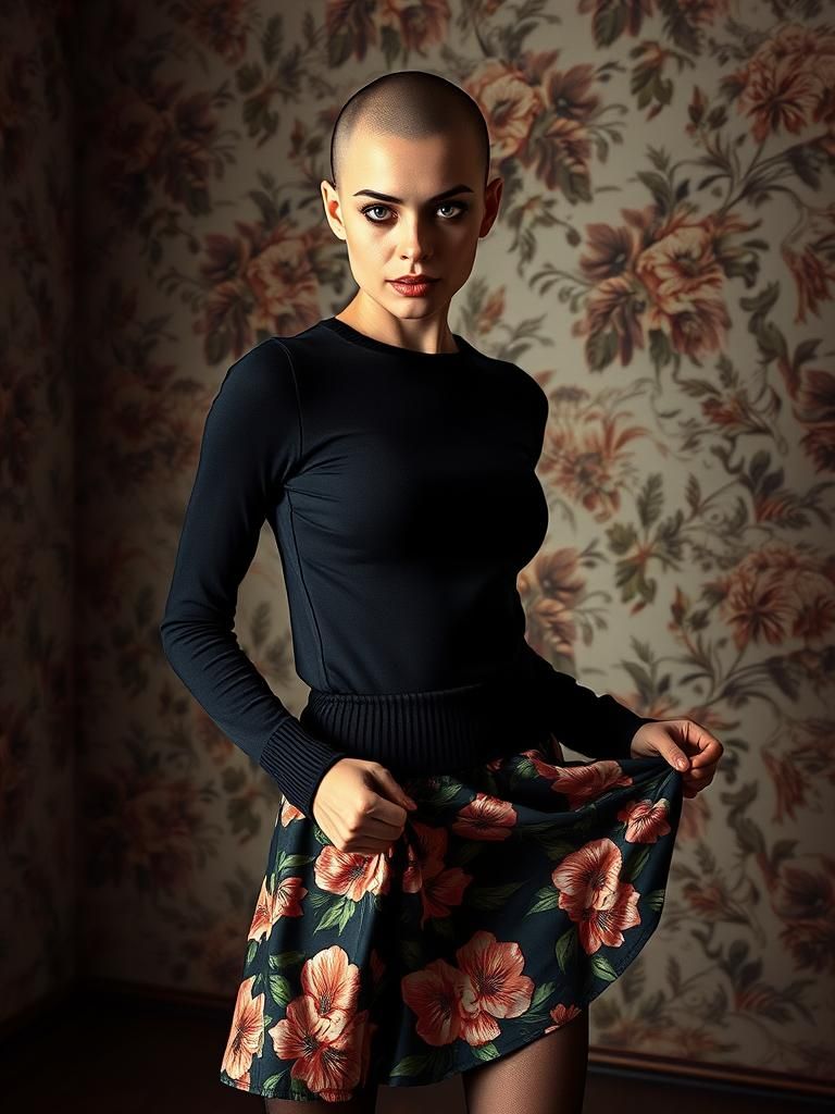 Floral Skirt Portrait in Neorealist Baroque Style
