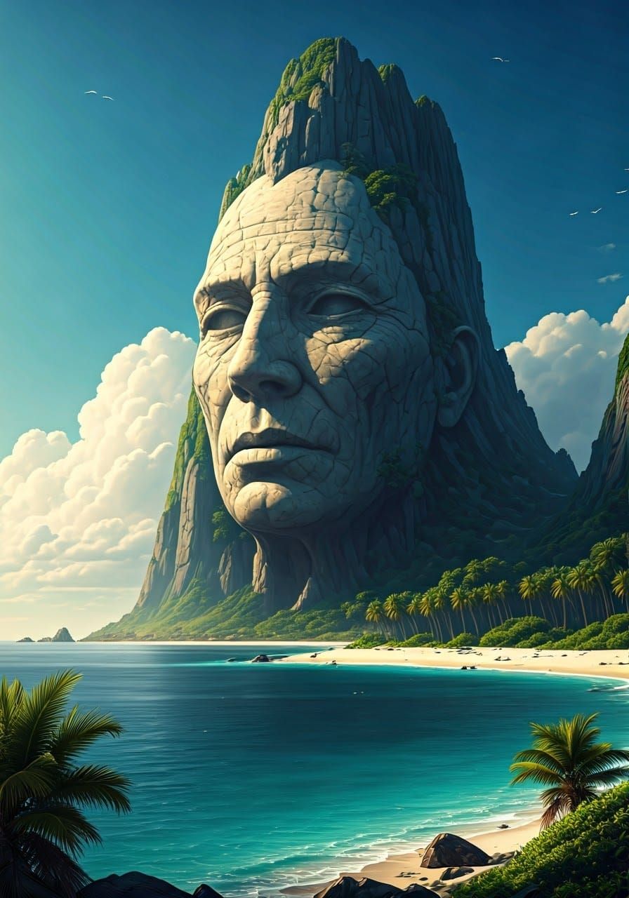 Surreal Island Landscape Rises from the Ocean in HD Photorea...