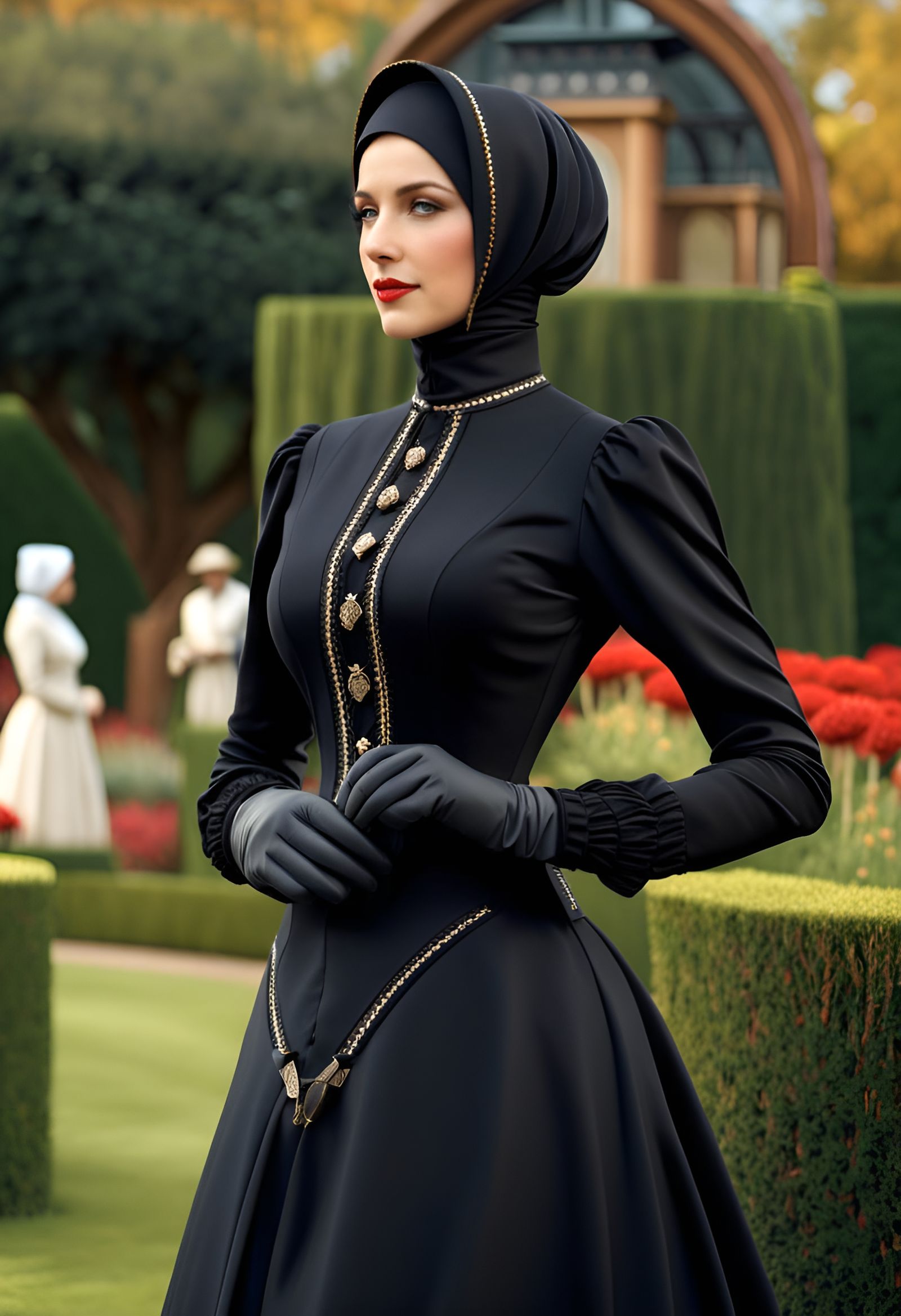 Victorian Woman in Hijab: Hyperdetailed Digital Portrait