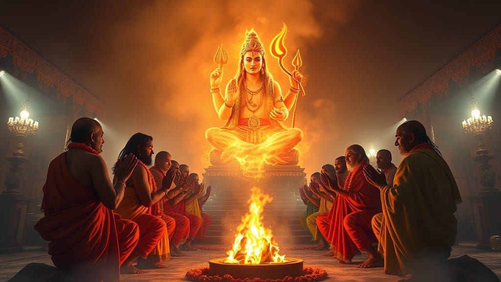 Shiva's Devotees Perform Fire Rituals on Maha Shivaratri
