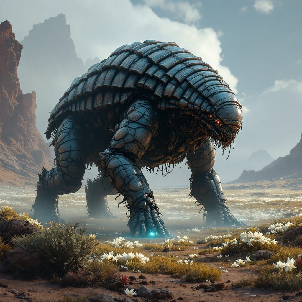 Alien Beasts Roam Glowing Expanse, Fed by Iridescent Blooms