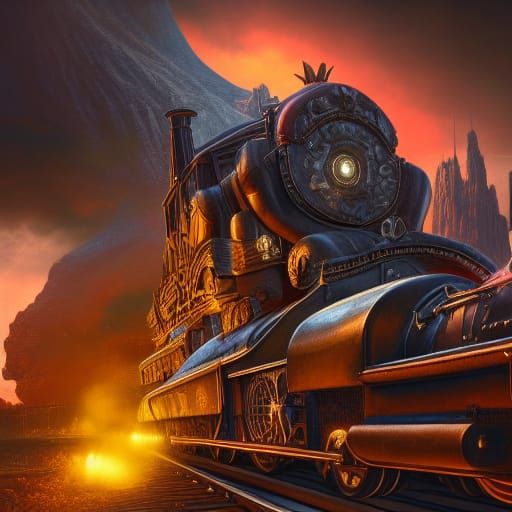 Fantastical Crazy Train: Detailed Matte Painting
