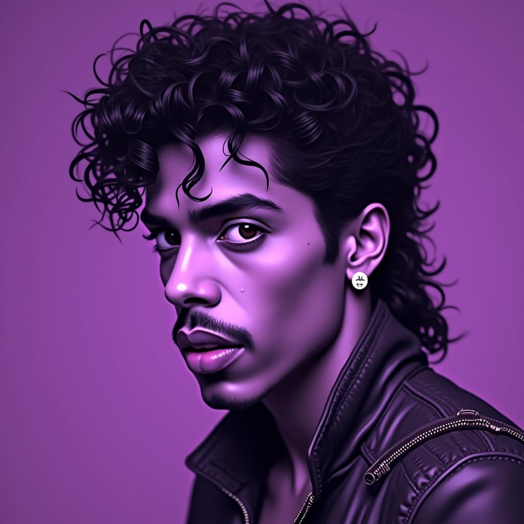 Monochromatic Purple Portrait of Prince