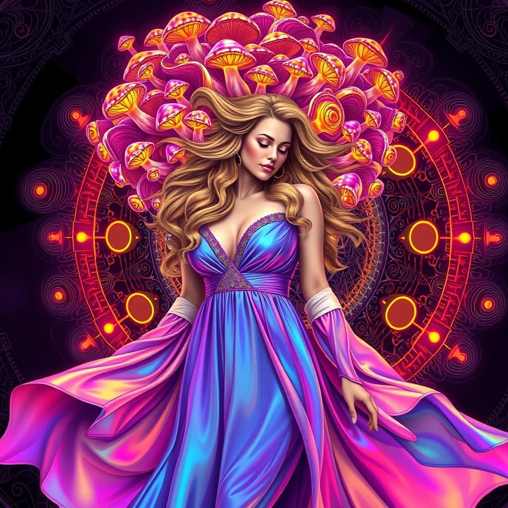 Mariah Carey with Bioluminescent Hair Before Neon Clock