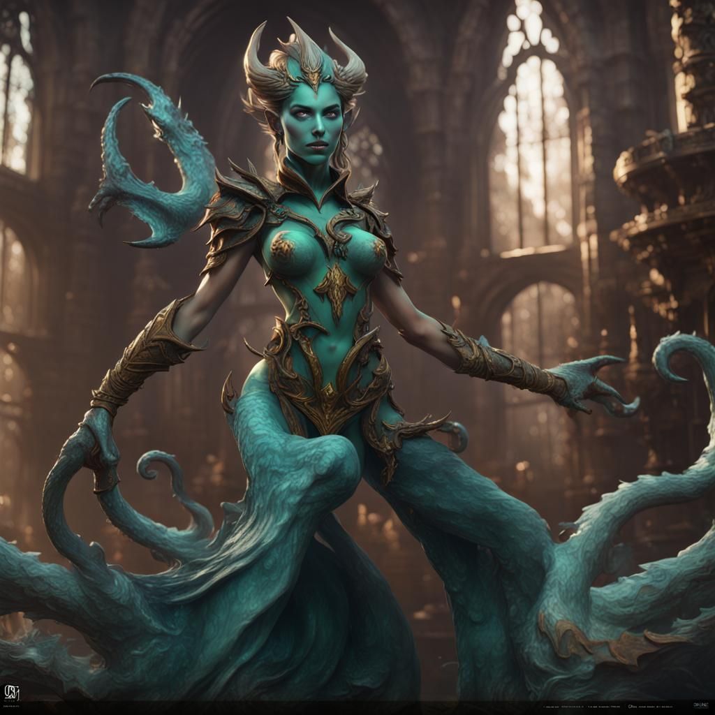 Detailed Female Simic Hybrid Art