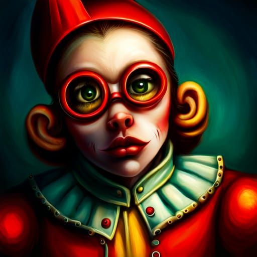 Zombie Monkey Clown in Pop Surrealism Style