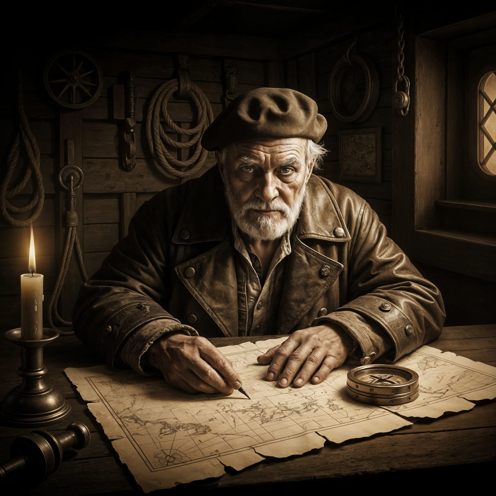 Rembrandt-Style Portrait of an Elderly Explorer