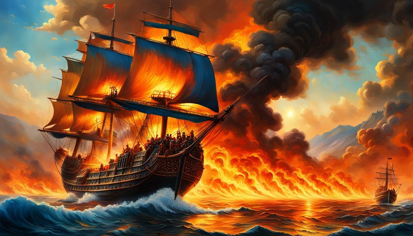 Burning Persian Ships: A Matte Painting