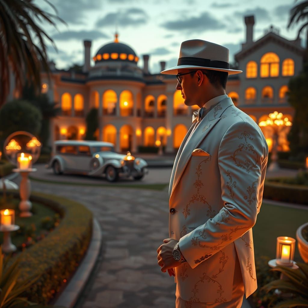 Gatsby's Lavish Evening in Grand Estate Style