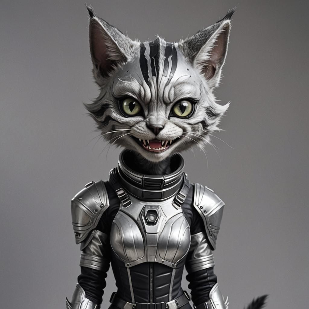 Alien Catgirl in Spacesuit with Striped Fur