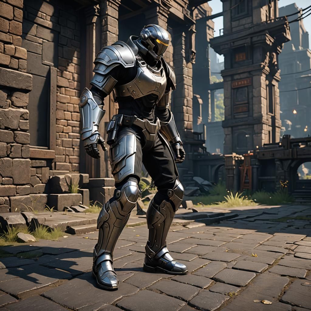 Robot Warrior with Steel Restraints: 3D Game Render