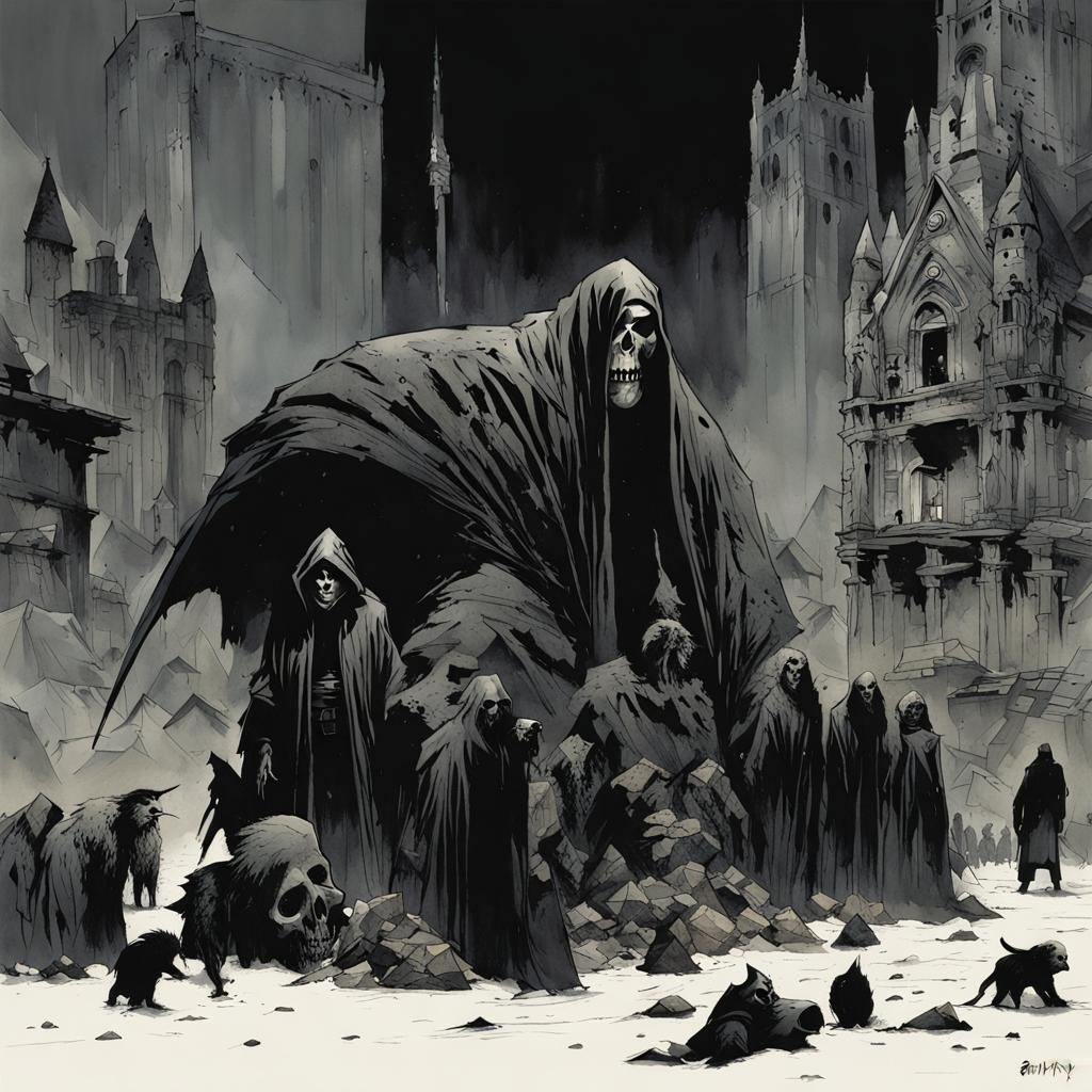 Intense Grimdark Comic Book Illustration