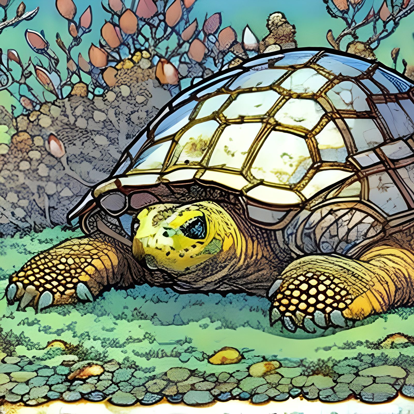 Detailed Tortoise Illustration