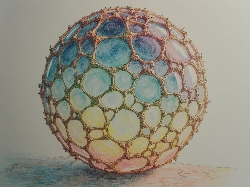 Expressionist Pen and Ink Drawing of Natural Sphere
