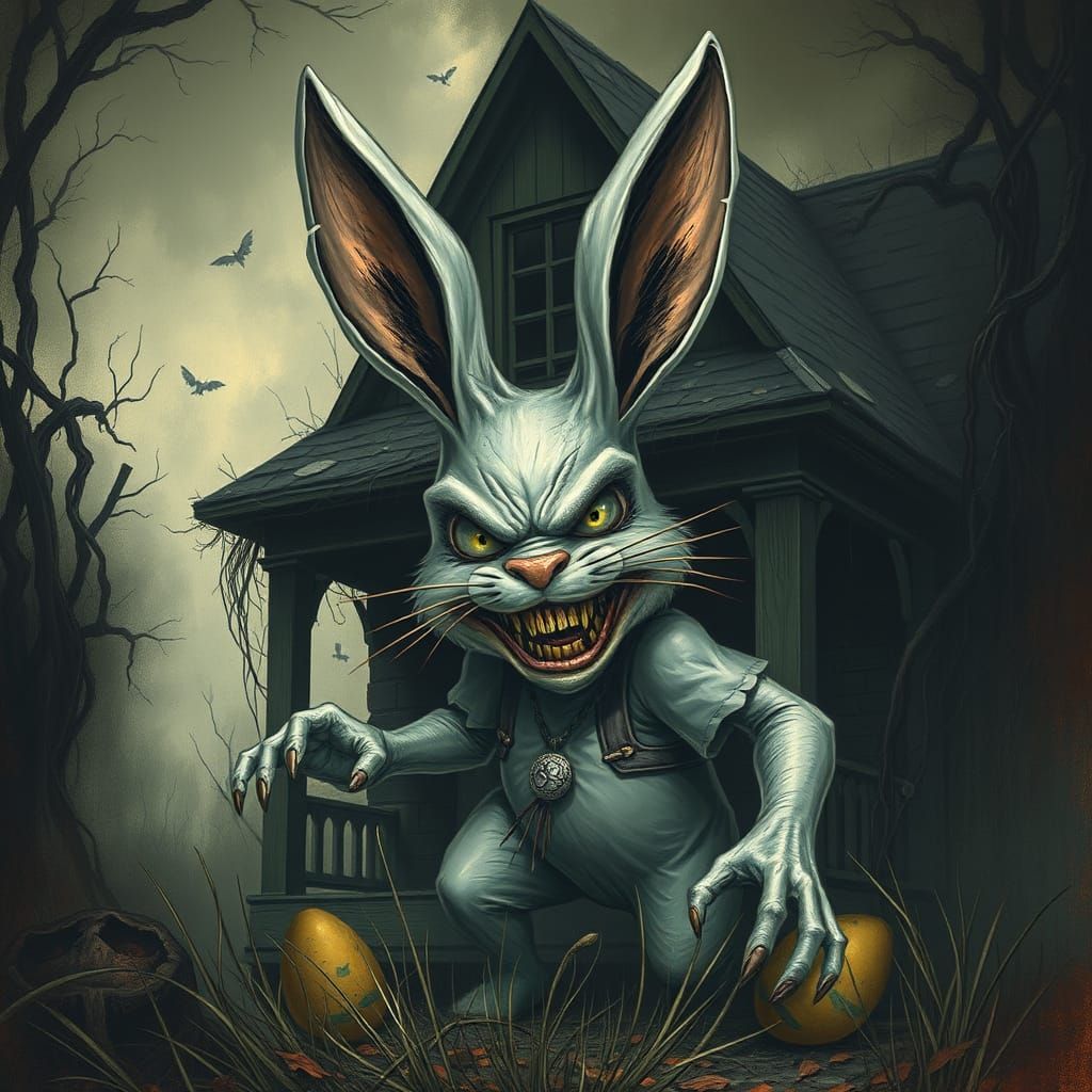 Haunted Easter Bunny in a Creepy Abandoned House