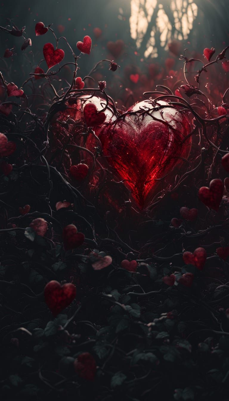 Dramatic Broken Heart in Brambles, Cinematic Still