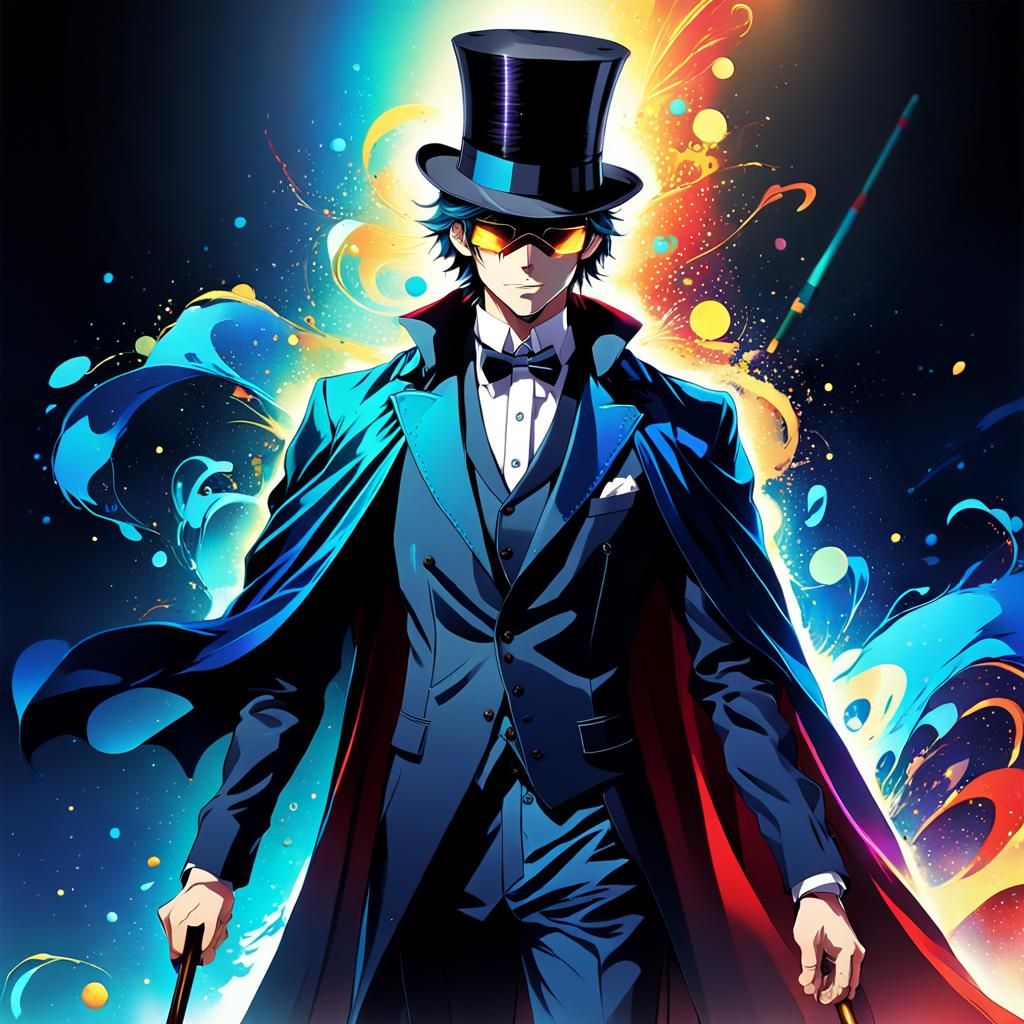 Dynamic Anime Art of a Sophisticated Man in Suit