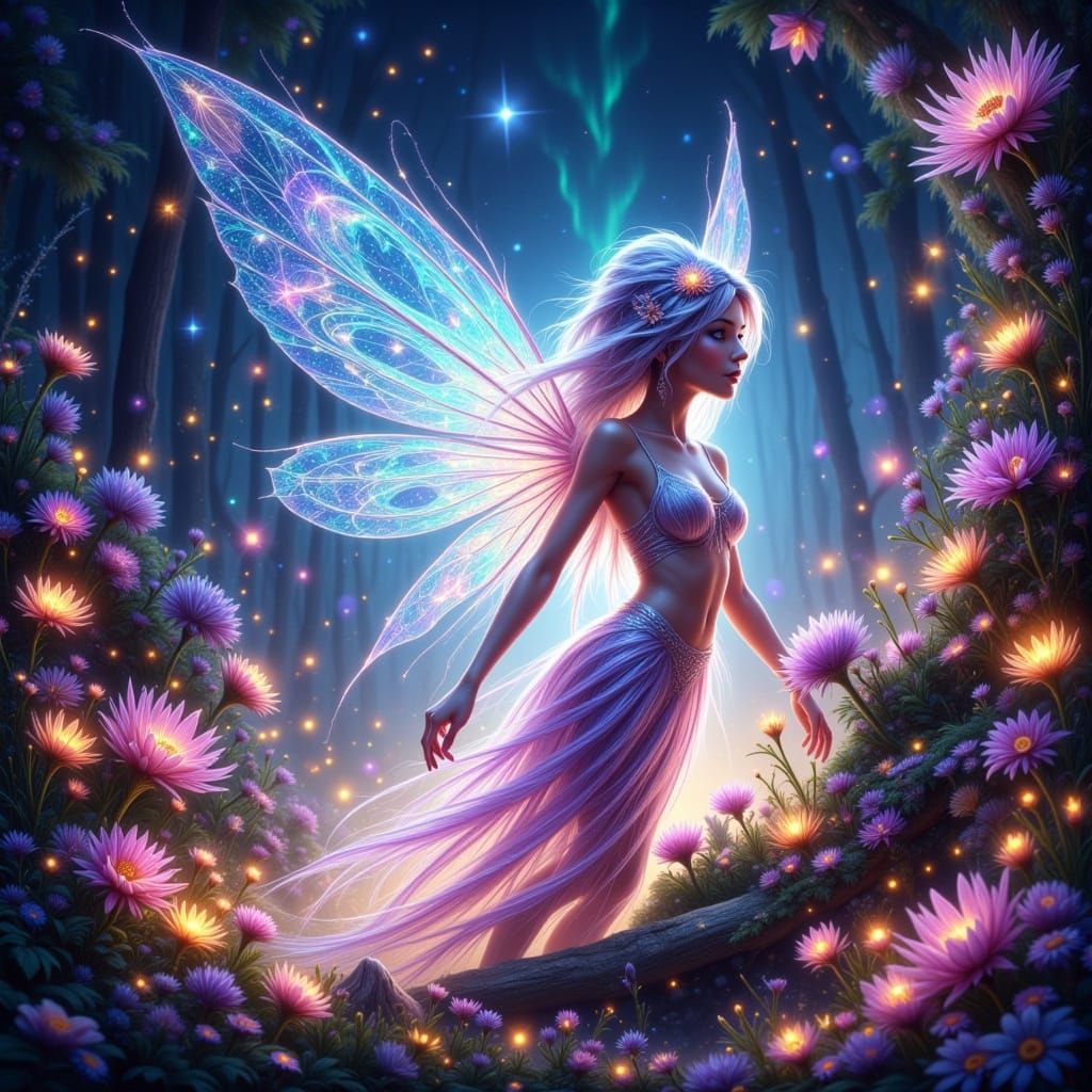Ethereal Fairy in Whimsical Fantasy Landscape