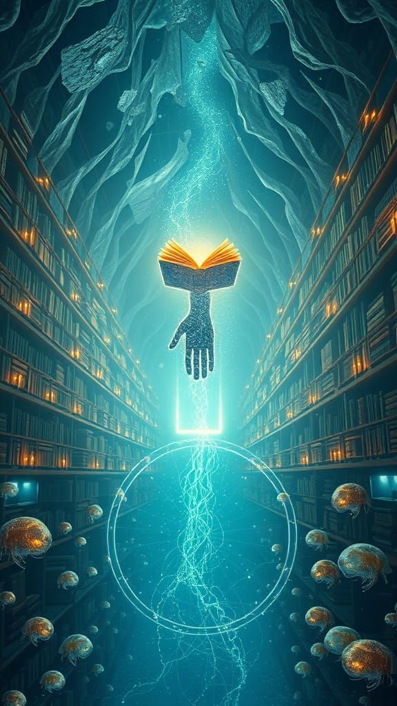 Celestial Library in Cosmic Void: Ancient Energy and Mystica...
