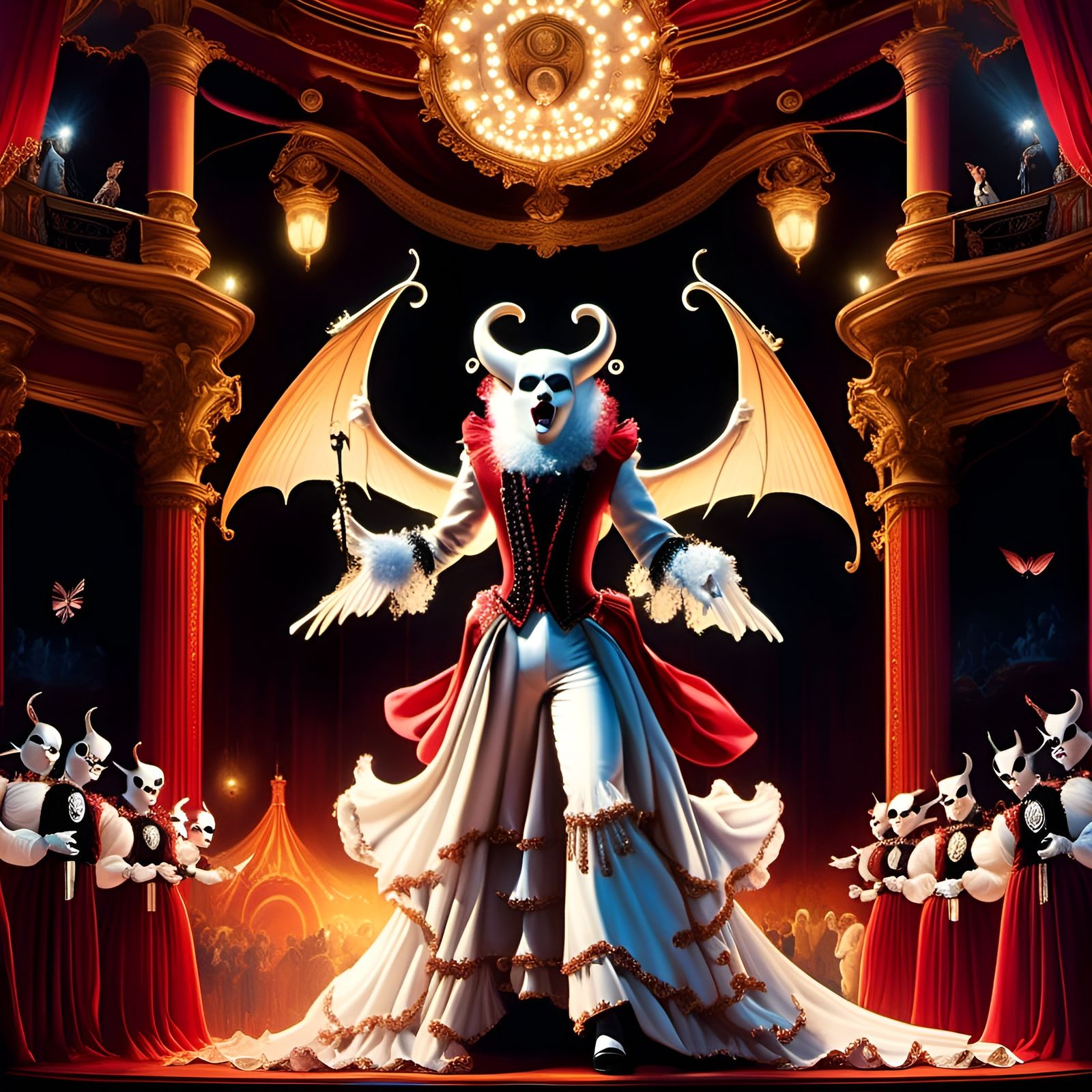 Albino Vampire Opera Singer on Baroque Stage