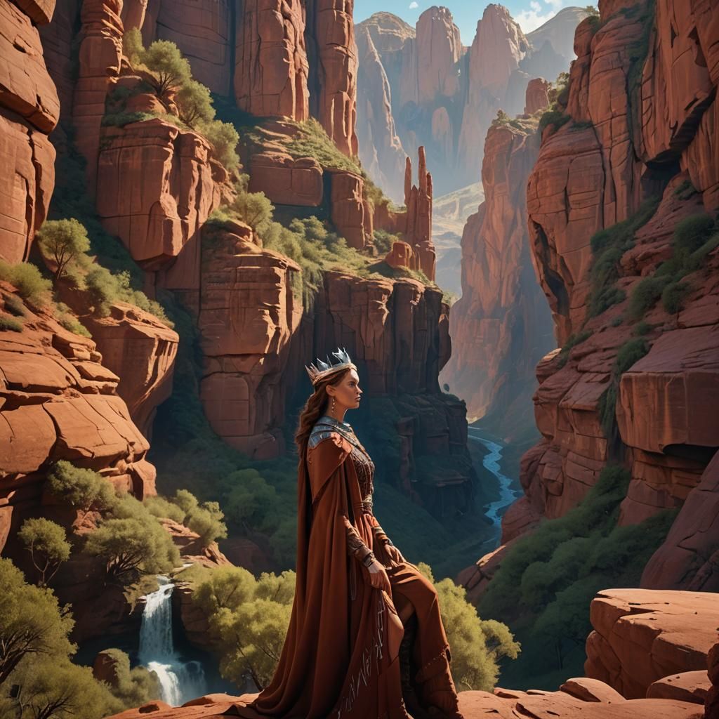 Canyon Queen in Golden Light: Fantasy Concept Art