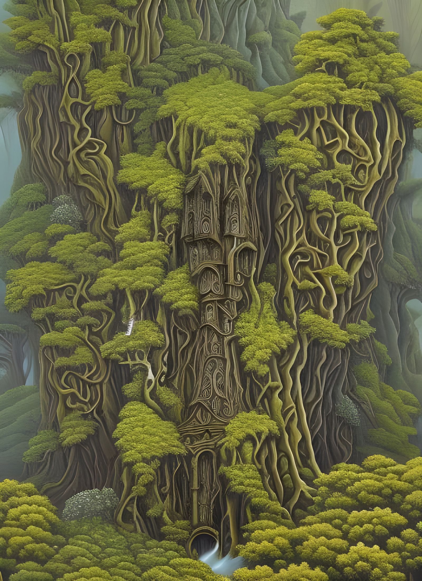 Faces Hidden in Elven Woodland Treehouse Towers