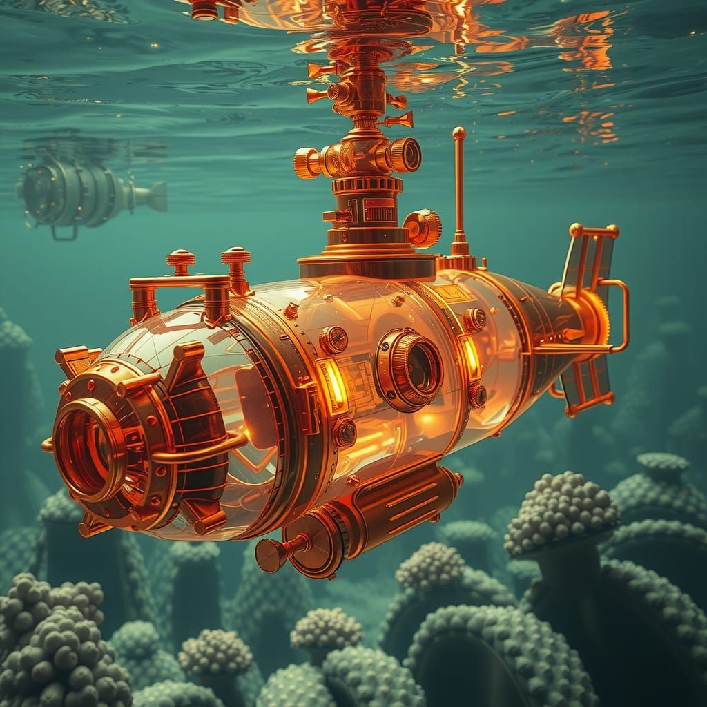 Steampunk Submarine: Fractal Underwater Elegance