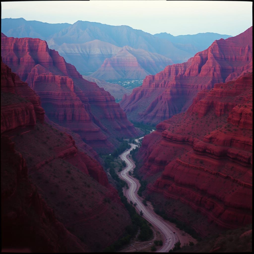 Dramatic Red Rivera Valley Cinematic Film Still