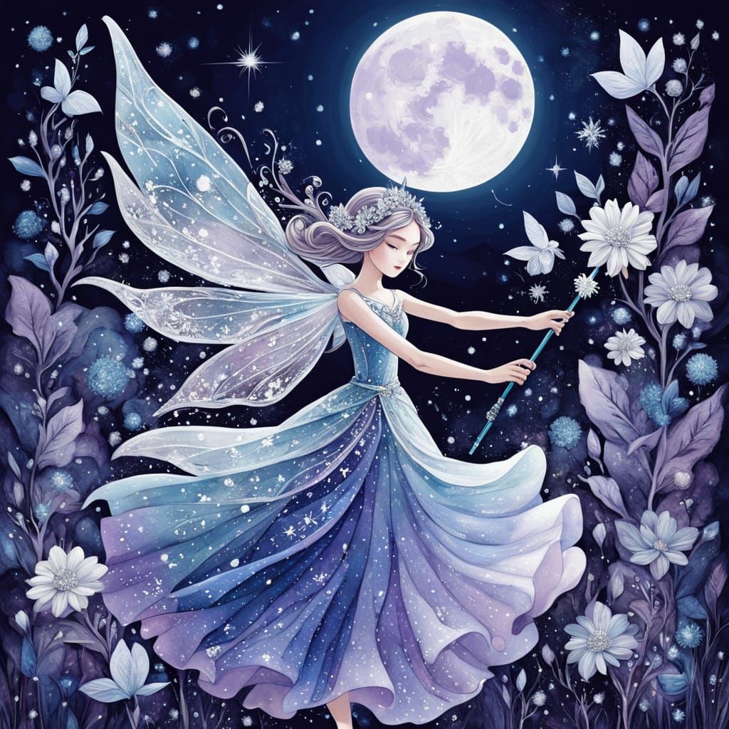 Winter Fairy Transforms Flower with Magic Wand