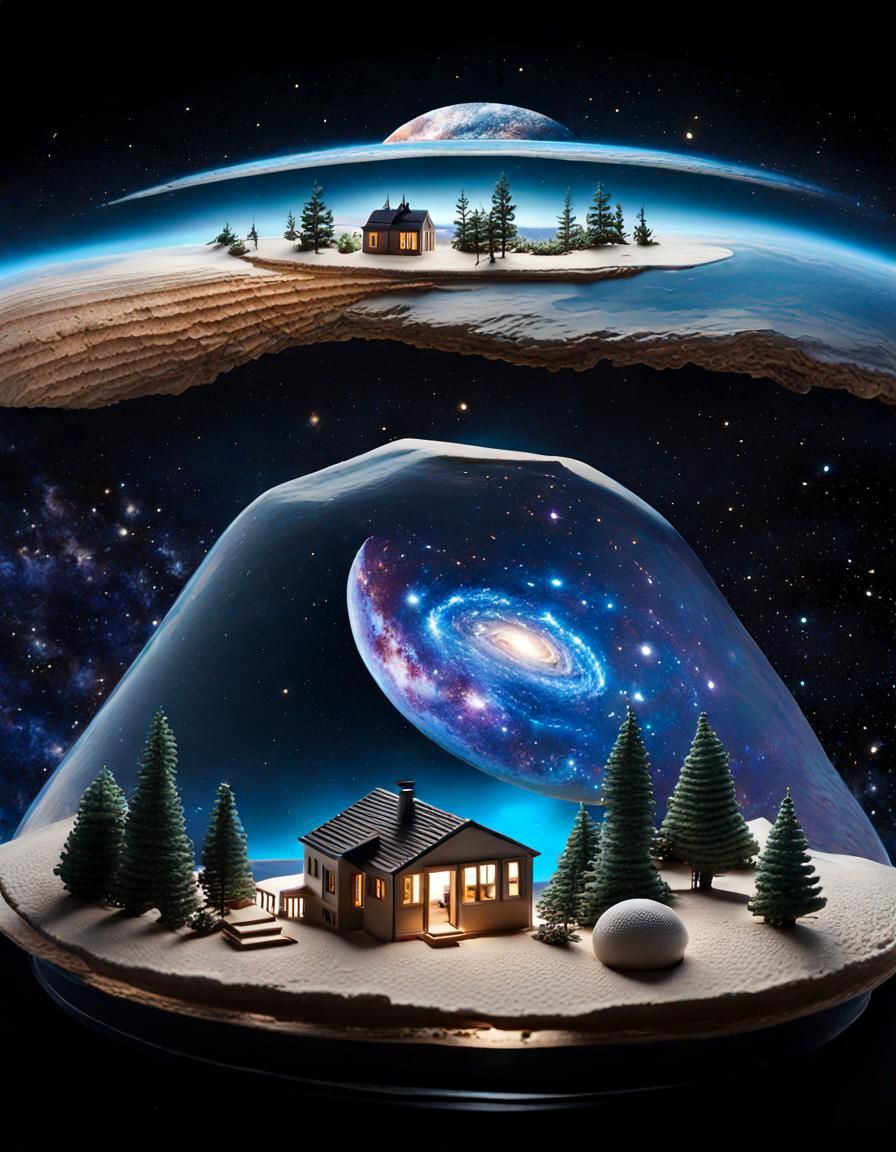 Dollhouse Universe in Seashell: Surreal Art Nouveau