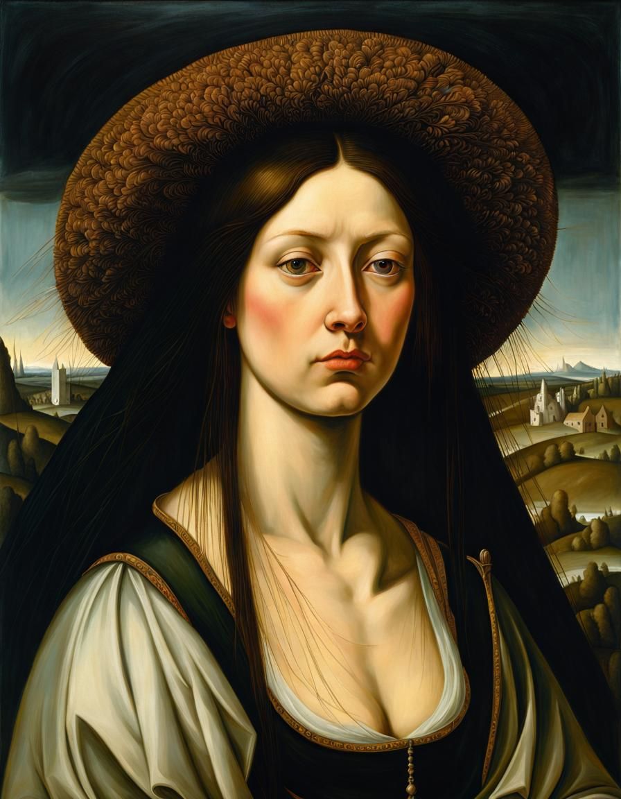 Woman with Oily Hair in 15th Century Style