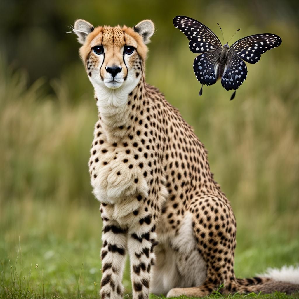 Alpaca-Cheetah-Kangaroo Hybrid With Butterfly Wings