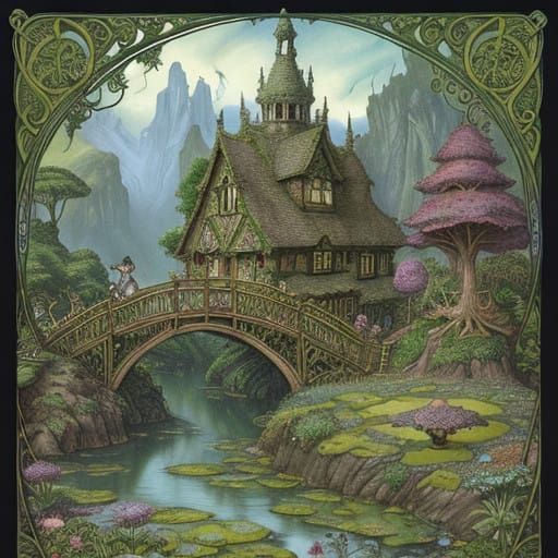 Whimsical Gnome World in Vibrant Illustrative Style