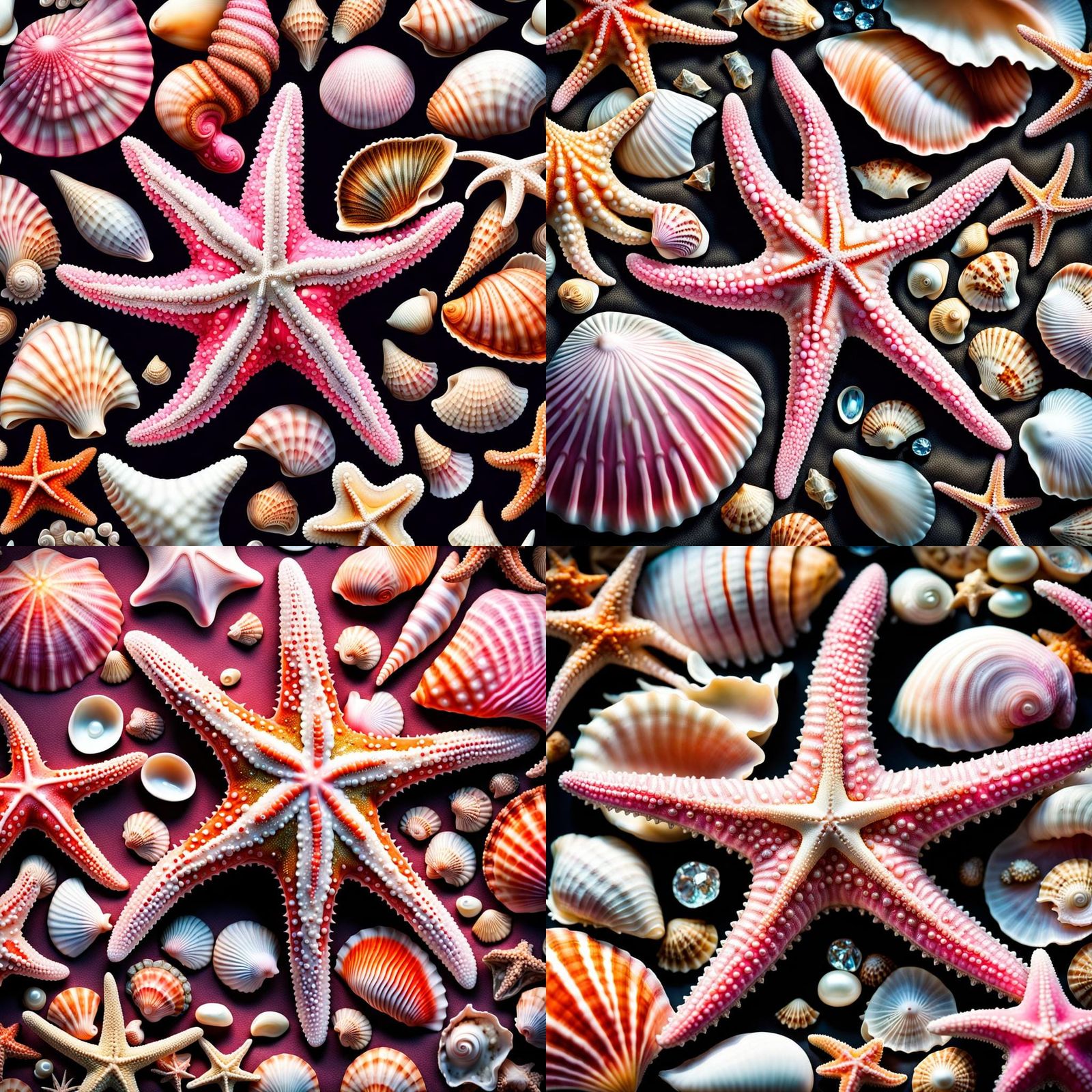 Hyperrealistic Ocean Scene with Starfish and Seashells