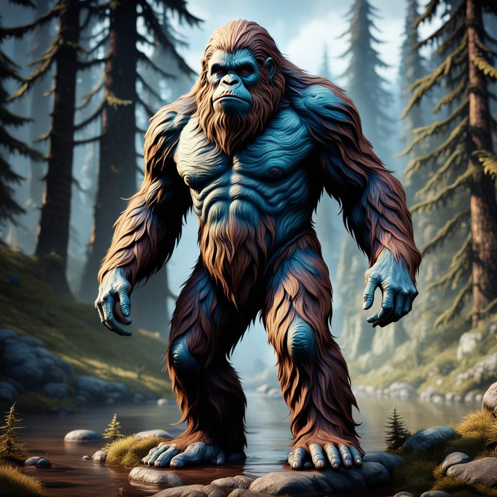 Detailed Sasquatch Porcelain Doll: Fantasy Concept Art