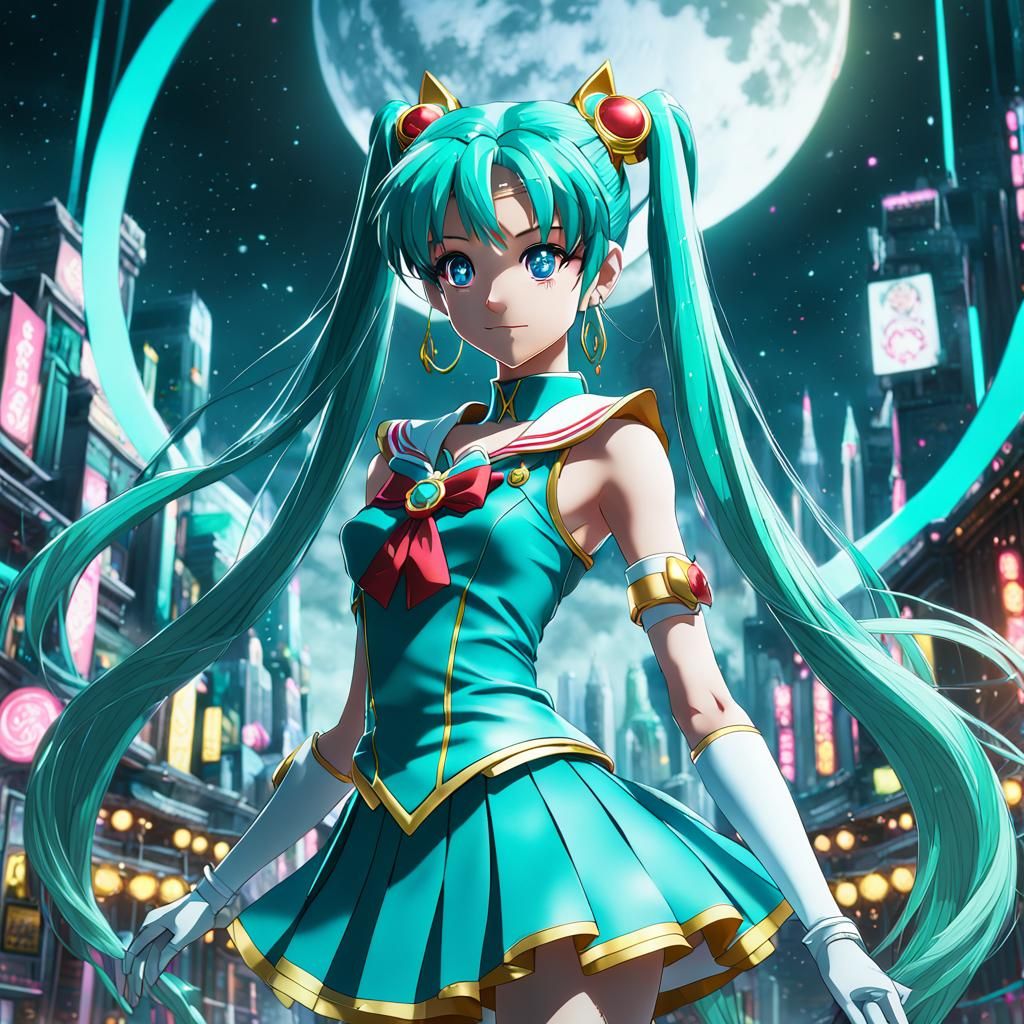 Hatsune Miku as Sailor Moon Concept Art