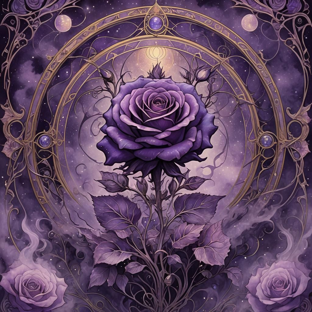 Art Nouveau Purple Rose in Smoke