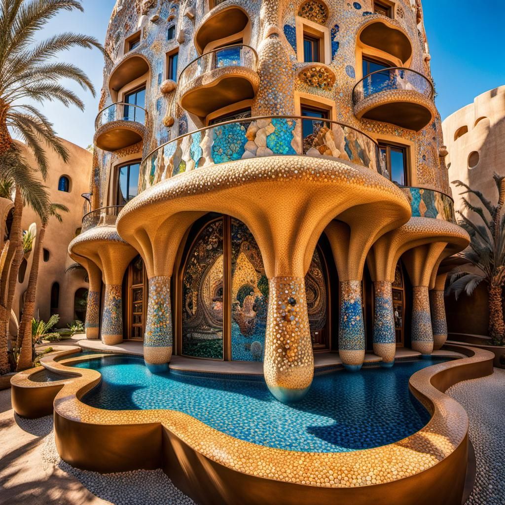 Pharaoh Mushroom House: Gaudi-Style Architecture