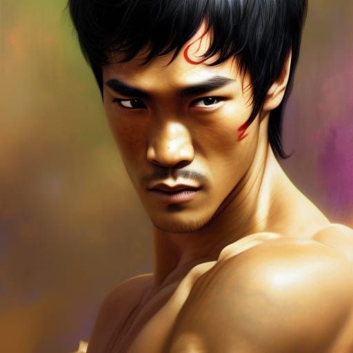 Bruce Lee as Heavenly Devil: Hyperdetailed Portrait