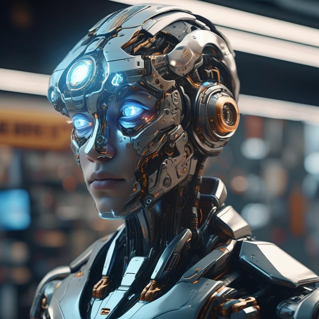 Futuristic Cyborg Eye Selection in Sci-Fi Store