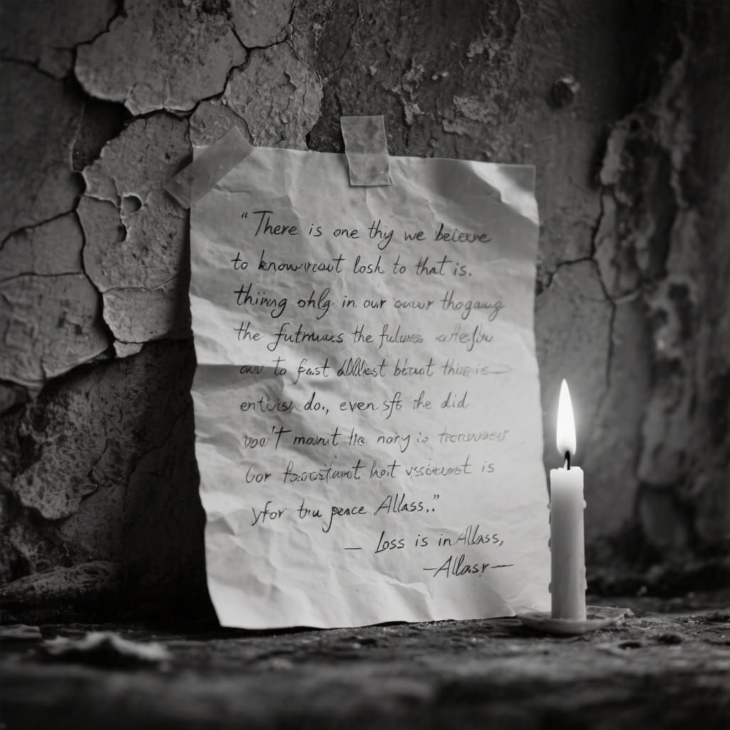 Minimalist Film Still: Sadness and Loss on Cracked Wall