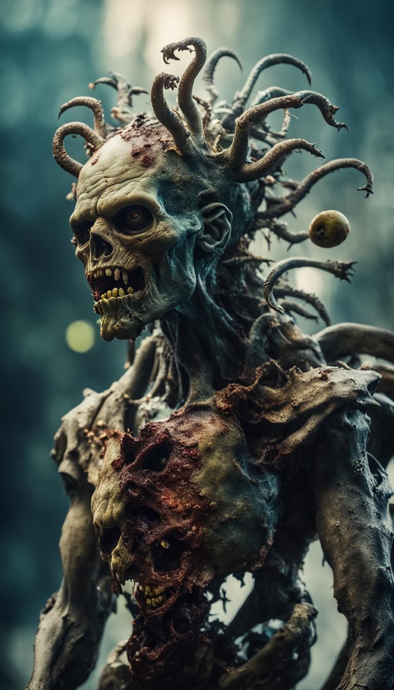 Cyborg Gorgon Zombie in Dark Metal Style