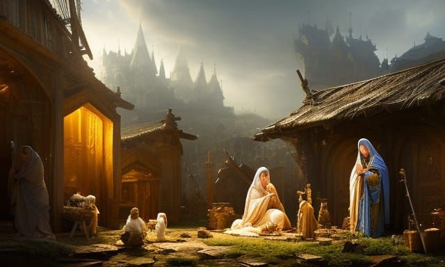 The Nativity Scene: Hyperdetailed Digital Painting