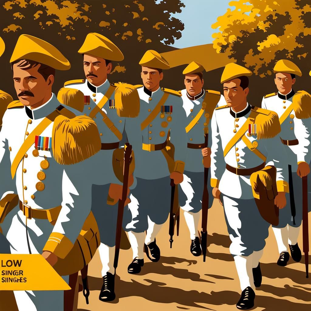 Soldiers Marching in Formation: War-Era Digital Art