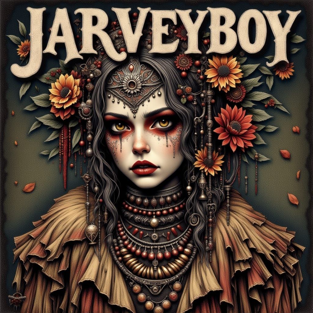 Dark Fantasy Tapestry of JARVEYBOY in Handwoven Textiles