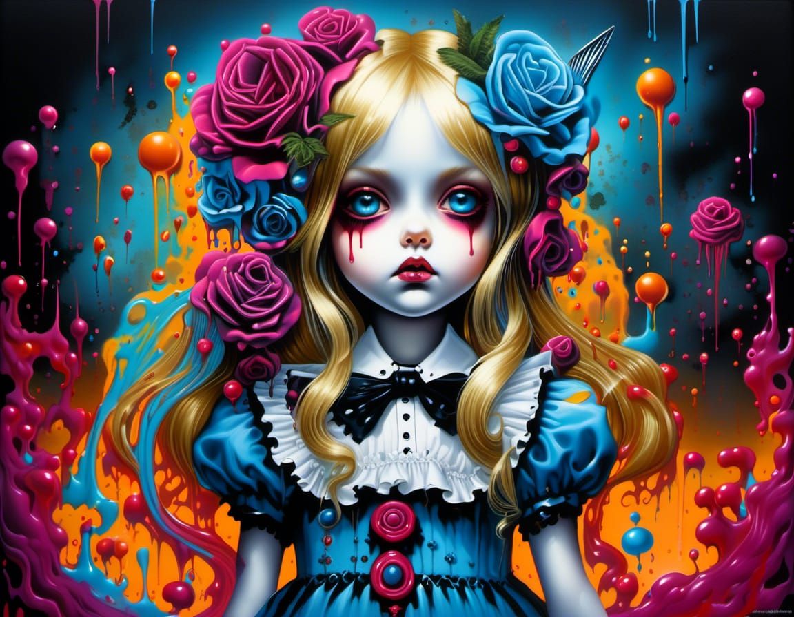 Victorian Alice in Dream State Graffiti Art