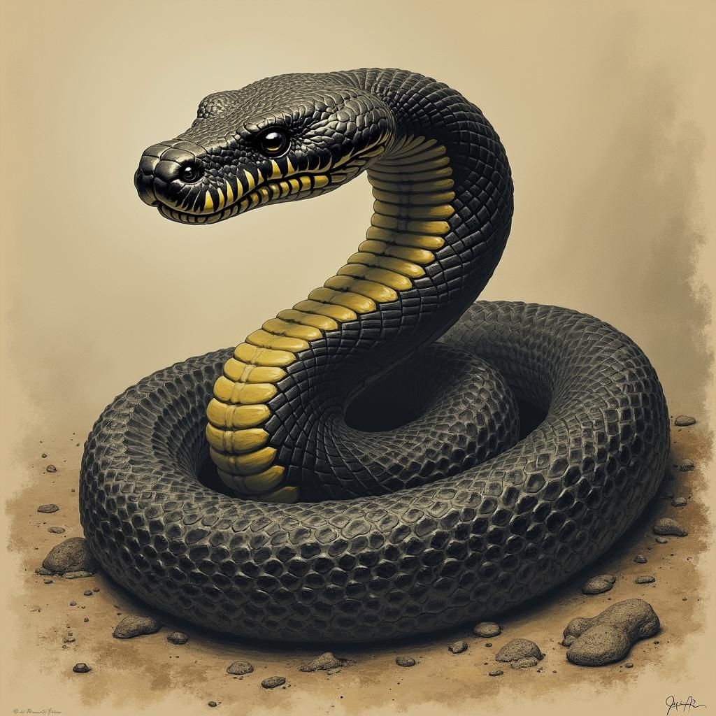 King Cobra Poised to Strike in Moody Style