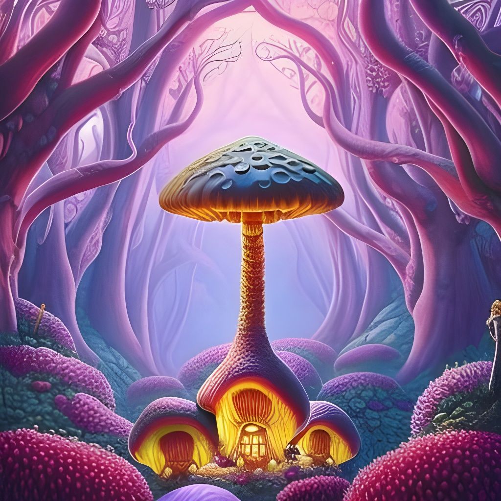 Fairytale Shroompunk Mansion in Lavender Wonderland