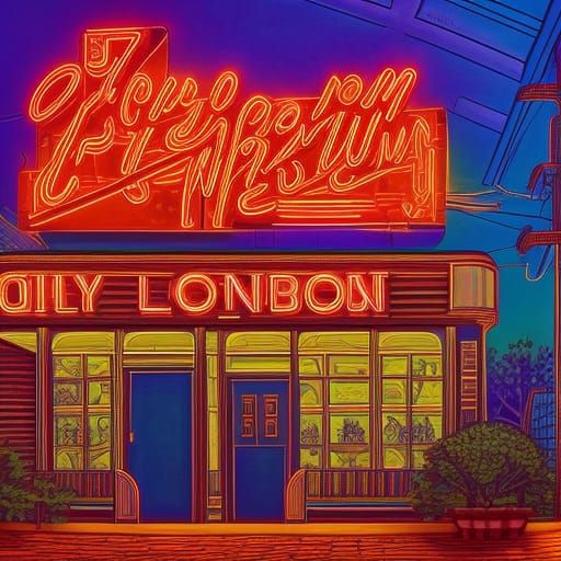 Flynn London Neon Cityscape in Hyperrealism